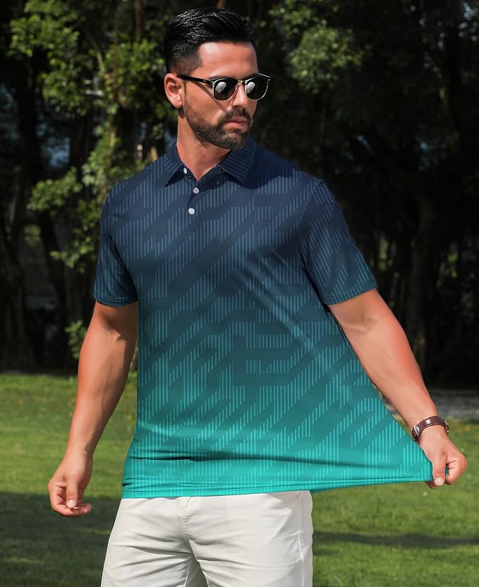 zeetoo Men's Polo Shirts Hawaiian Golf Polos Shirts Short Sleeve Performance - Image 4