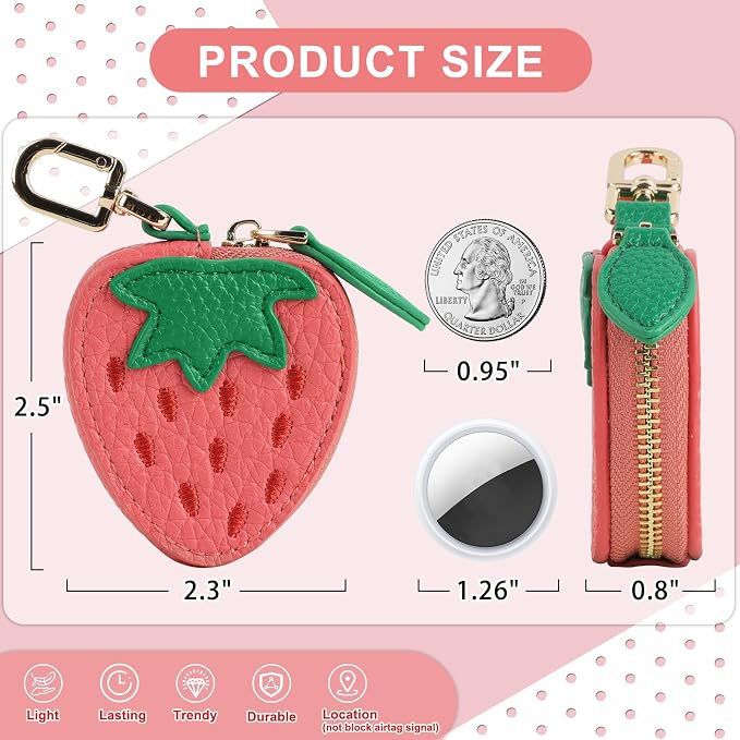 XSUIOY Orange Fruit Coin Purse Keychain Bag Charm, Mini Leather Coin Purse & - Image 2