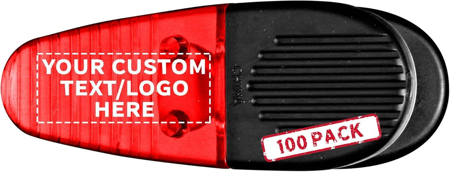 100 Magnetic Memo Holders Set - Customizable Text, Logo - Large Clip, Plastic - TRed
