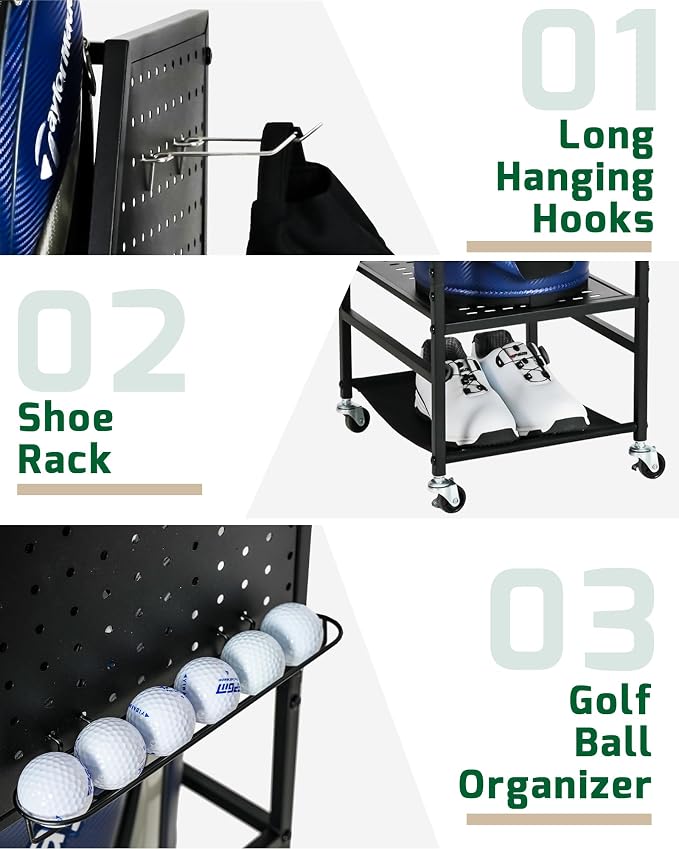 Mythinglogic Golf Bag Storage Organizer, Extra Large Golf Storage Stand - Image 3
