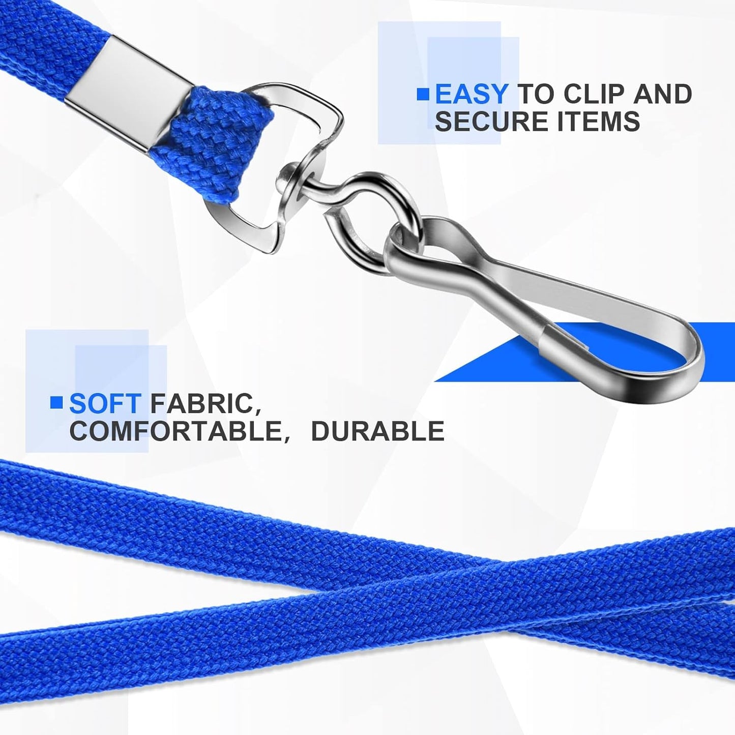 100 Pcs Color Lanyards Flat Lanyards for ID Badges Assorted Colors Badge Lanyards with Swivel J Hook Clip for Office Worker, Student, Teacher