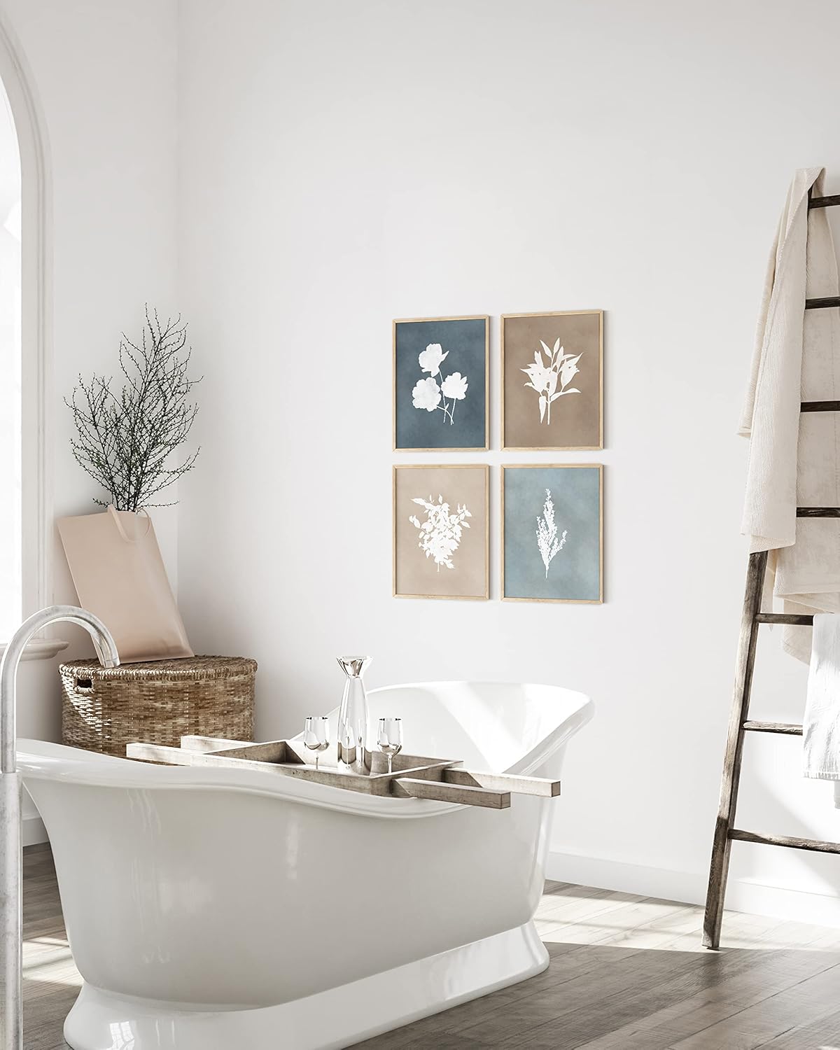 HAUS AND HUES Floral Wall Art - Set of 4 Plant Posters for Wall Vintage, Botanical Prints, Flower Pictures for Room Aesthetic, Vintage Art Prints, Flower Wall Art (Unframed, 8x10)