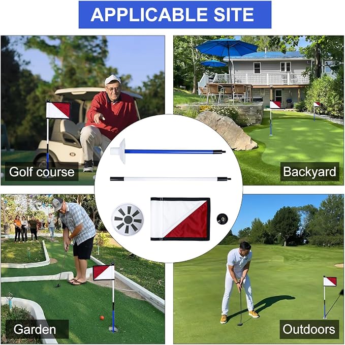 Golf Flagstick 3ft, Golf Flag Hole Cup Set Double-Sided Putting Green Flags - Image 6