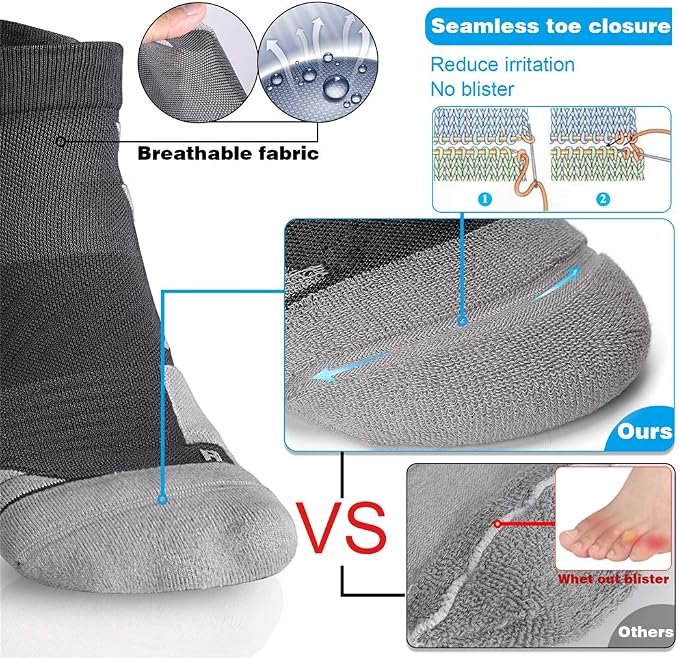 Hylaea No Show Running Athletic Anti-Blister Wicking Coolmax Socks, Seamless - Image 3