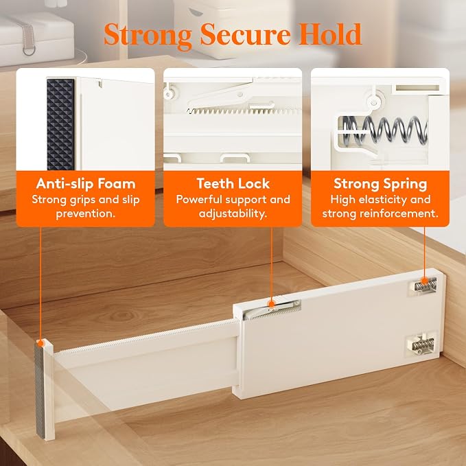 Lifewit 24 Pack Drawer Dividers 4" High, 11-17" Adjustable Dresser Drawer - Image 3