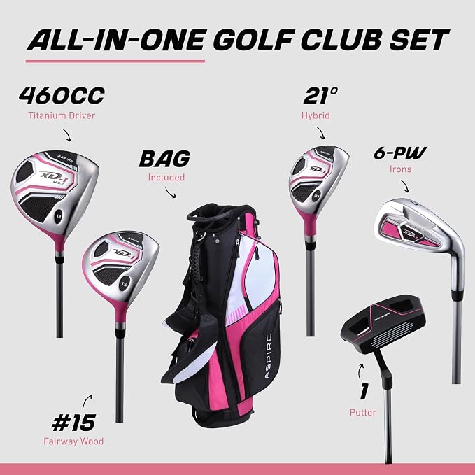 Aspire XD1 Womens Golf Clubs Full Set, Includes Driver, 6-PW Irons, Stand Bag - Image 2