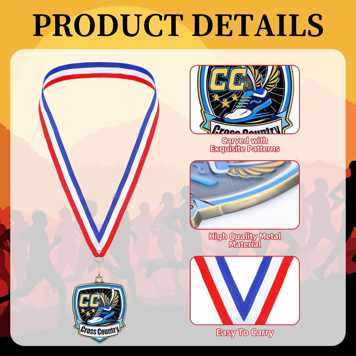10/20 /30/40 Pcs Award Medals Bulk Sports Medals with Neck Ribbons 2.4 Inch Winner Award Trophy Prize Gift for Sports Themed Party Favors Tournaments School Match