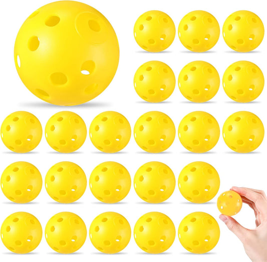 24 Pack Practice Golf Balls 42 mm Limited Flight Plastic Golf Training Airflow Hollow Ball for Driving Range Swing Practice Backyard Indoor Outdoor Home