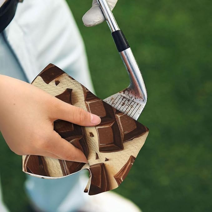 Chocolate Golf Towel Waffle Microfiber - Image 8