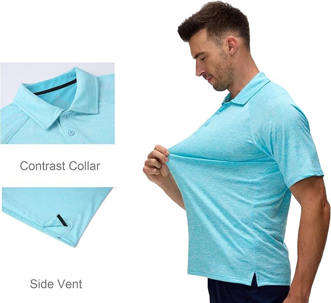 Alex Vando Mens Golf Shirt Moisture Wicking Quick-Dry Short Sleeve Casual Polo - Image 3