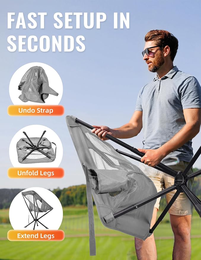 Portable Chairs for Adults Foldable, Fast Setup, Lightweight & Small Folding - Image 2