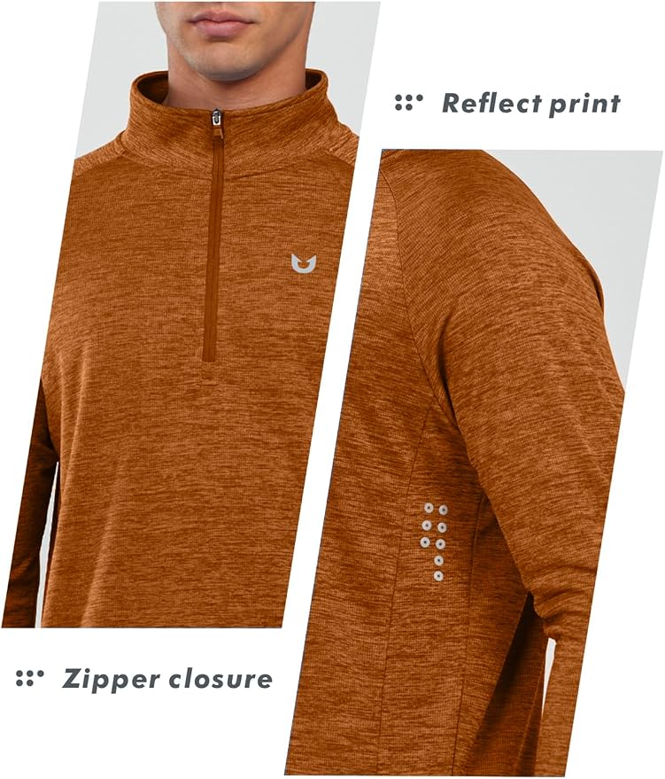NORTHYARD Quarter Zip Pullover Men Running Shirt Long Sleeve Moisture Wicking - Image 5