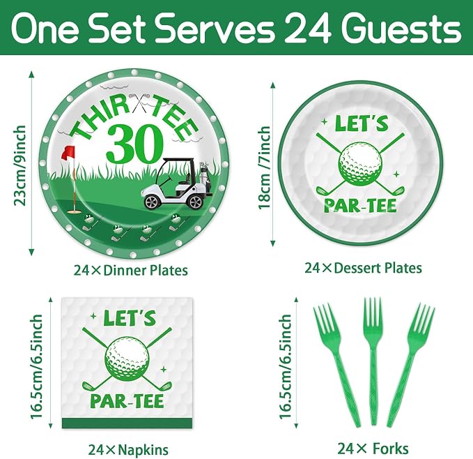 96 Pcs Golf 30th Birthday Party Decorations Golf Theme Tableware Set Golf - Image 2