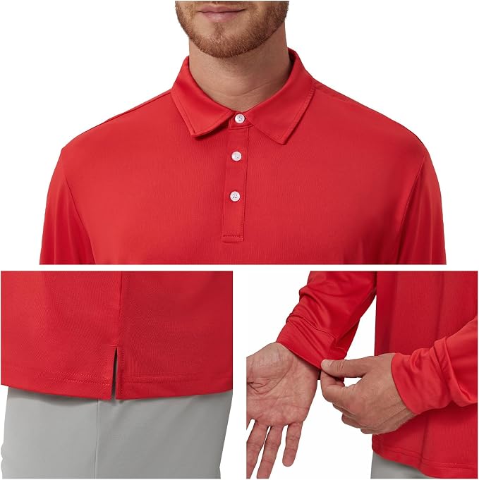NAVISKIN Men's Polo Shirts Long Sleeve Golf Shirts - Image 5