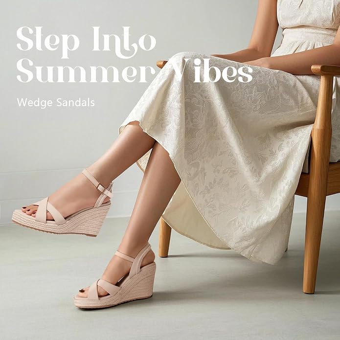 mikarka Women's Espadrille Wedge Sandals: Ankle Strap Platform Open Toe Wedges - Image 5