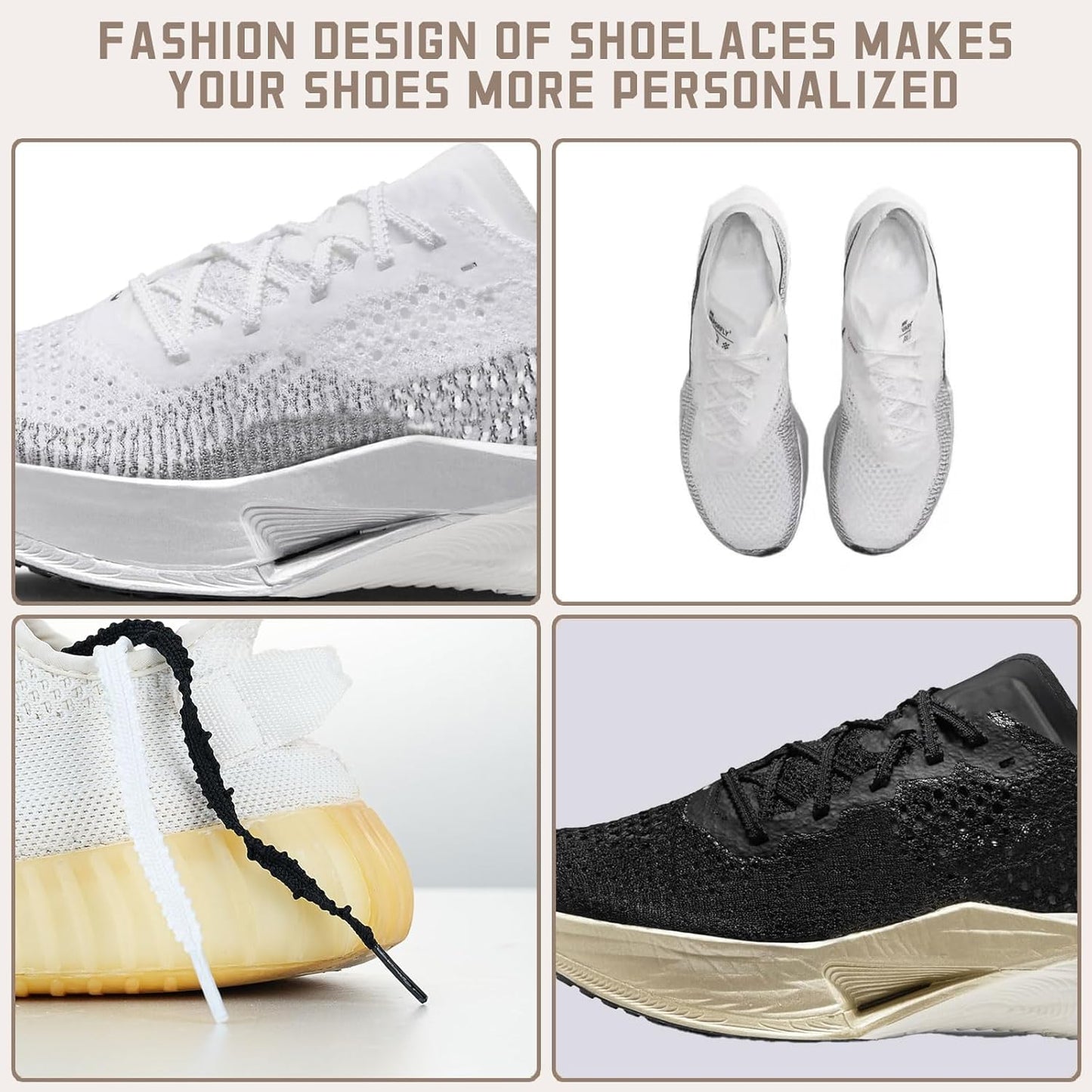 2 Pairs Shoelaces for Nike AlphaFly 3 Shoes, Athletic Replacement Shoe Strings for Trainers Running Sneaker