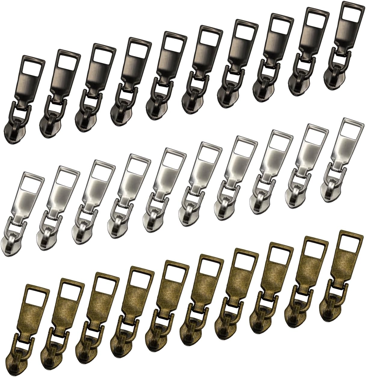 HOLSHUN #5 Zipper Sliders Zipper Pull 30pcs Bulk Heavy Duty Metal Multiple Color Pulls for #5 Nylon Coil Zippers Replacement Luxury Bag Hardware Luggage & DIY Craft Supplies Model-003