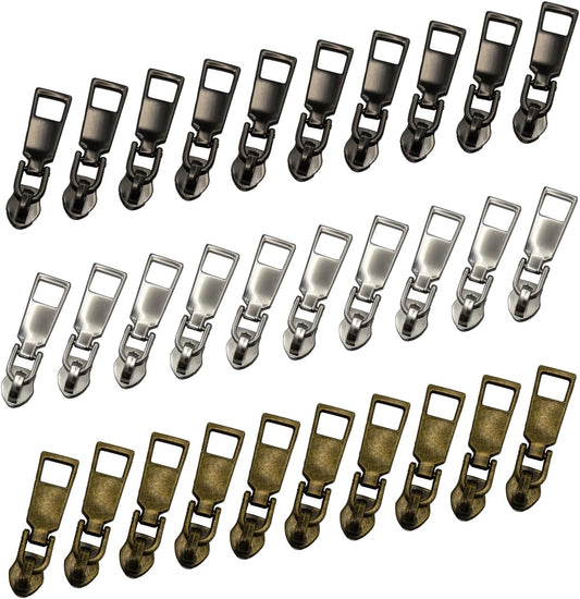 HOLSHUN #5 Zipper Sliders Zipper Pull 30pcs Bulk Heavy Duty Metal Multiple Color Pulls for #5 Nylon Coil Zippers Replacement Luxury Bag Hardware Luggage & DIY Craft Supplies Model-003