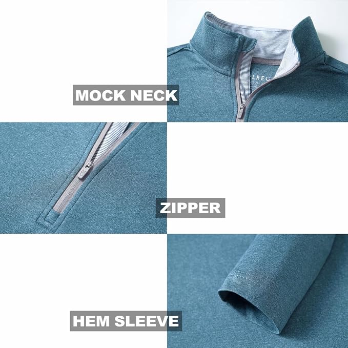 M MAELREG Quarter Zip Golf Pullover Men Dry Fit Long Sleeve Performance Wicking - Image 4