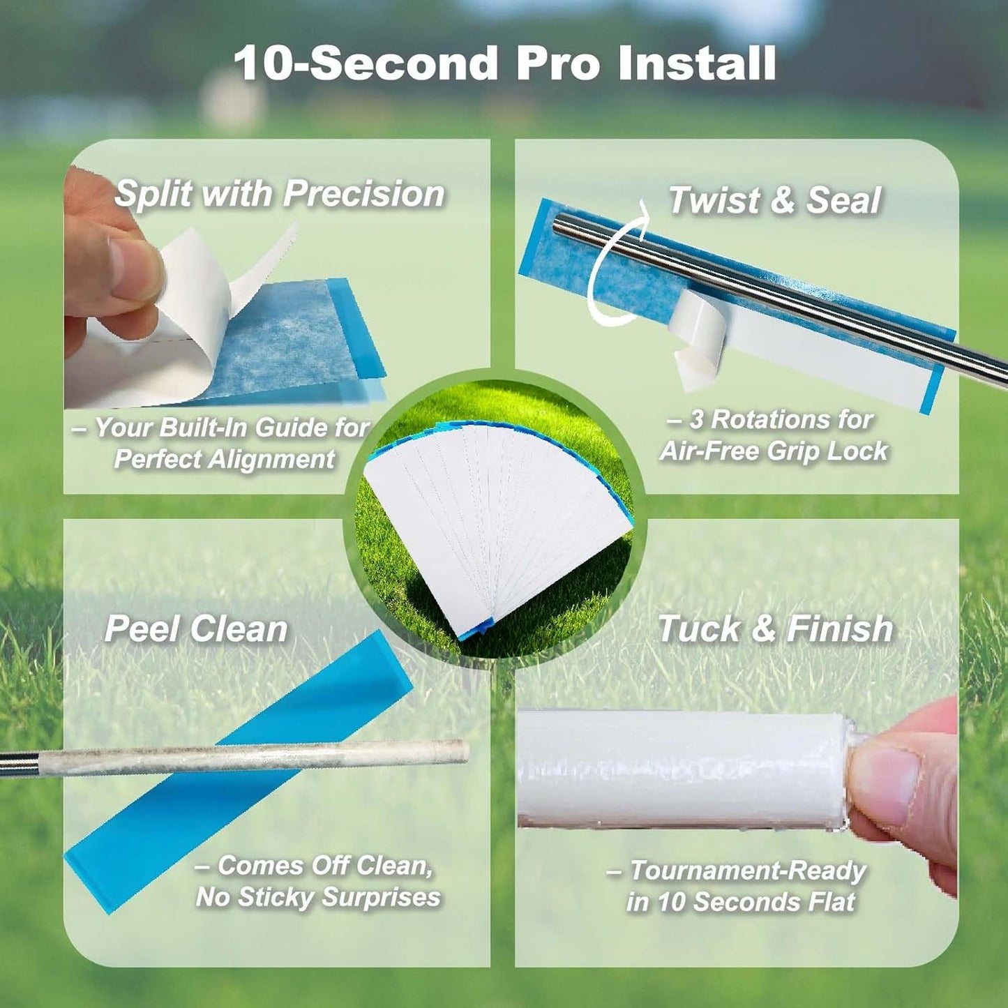 20 Pieces Professional Golf Grip Tape, 2 x 10 inches Double-Sided Adhesive Strips for Golf Club Repair, Water-Resistant, Easy to Use, Strong Bonding for All Grips