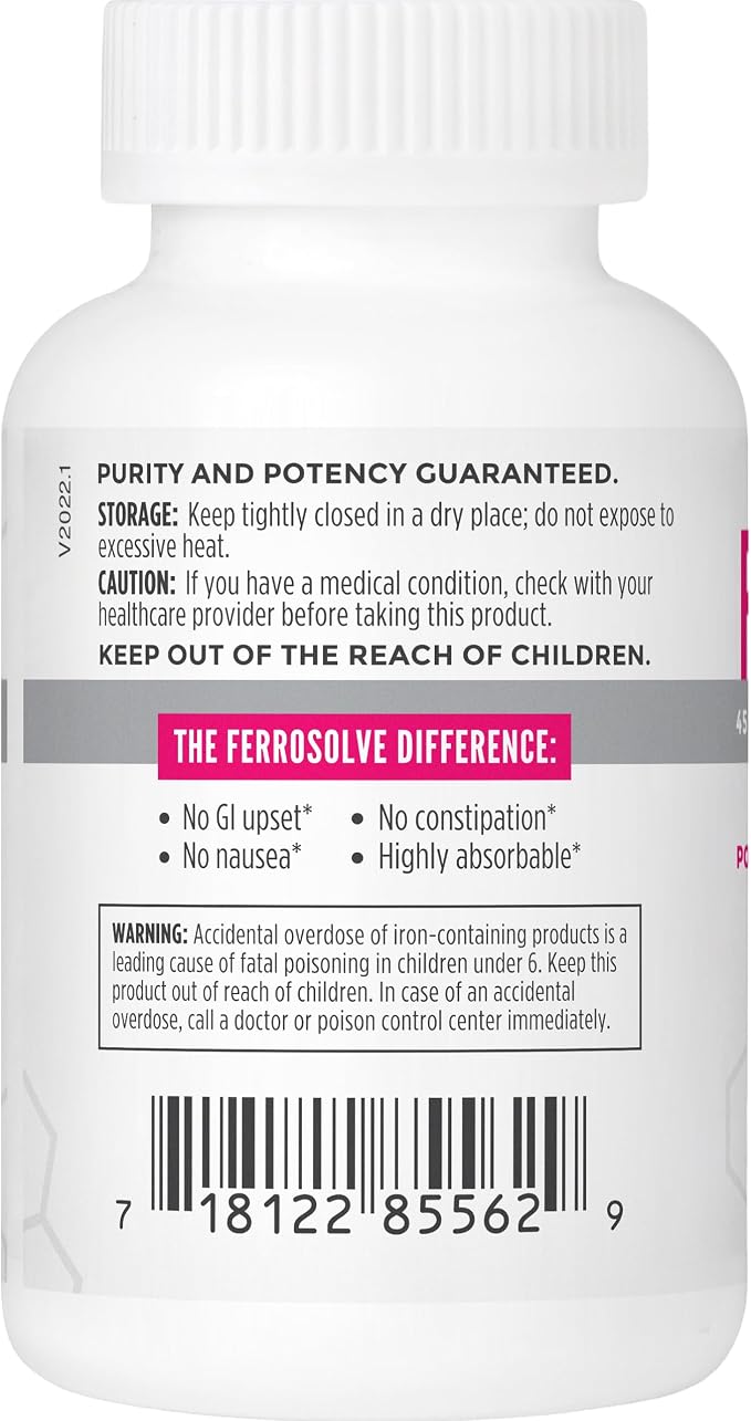 NBI FerroSolve, Best Absorption Iron Supplement 45 mg | High Potency | GI Safe - Image 3