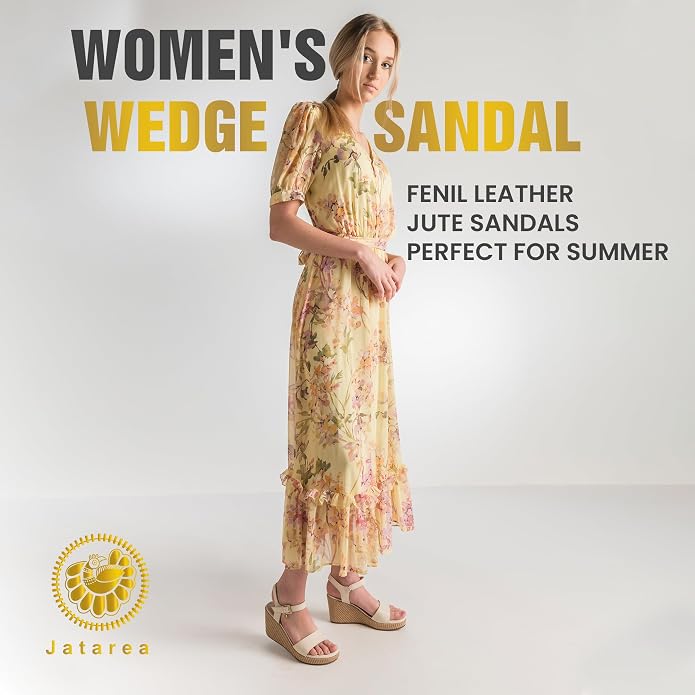 JATAREA Leather Wedge Sandals for Women | Women's Sandals Perfect for Summer - Image 3