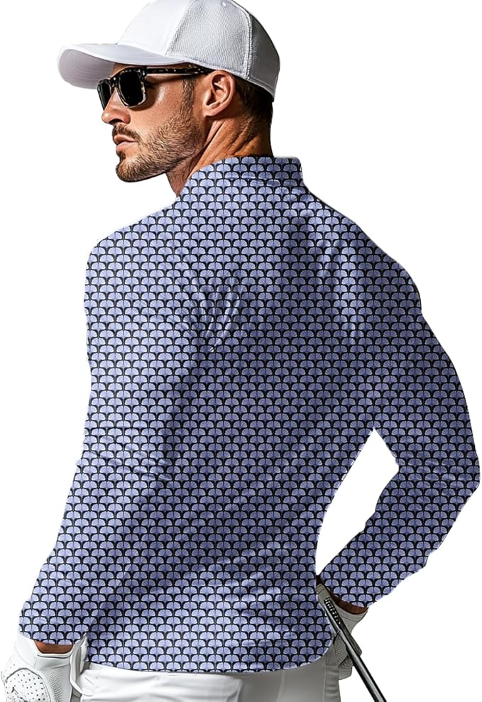 Men's Long Sleeve Golf Shirt Quick Dry 3 Button Work Fishing Outdoor Casual - Image 2