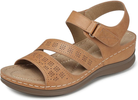 SHIBEVER Women's Wedge Sandals Platform: Comfortable Dressy Arch Support Ankle by SHIBEVER