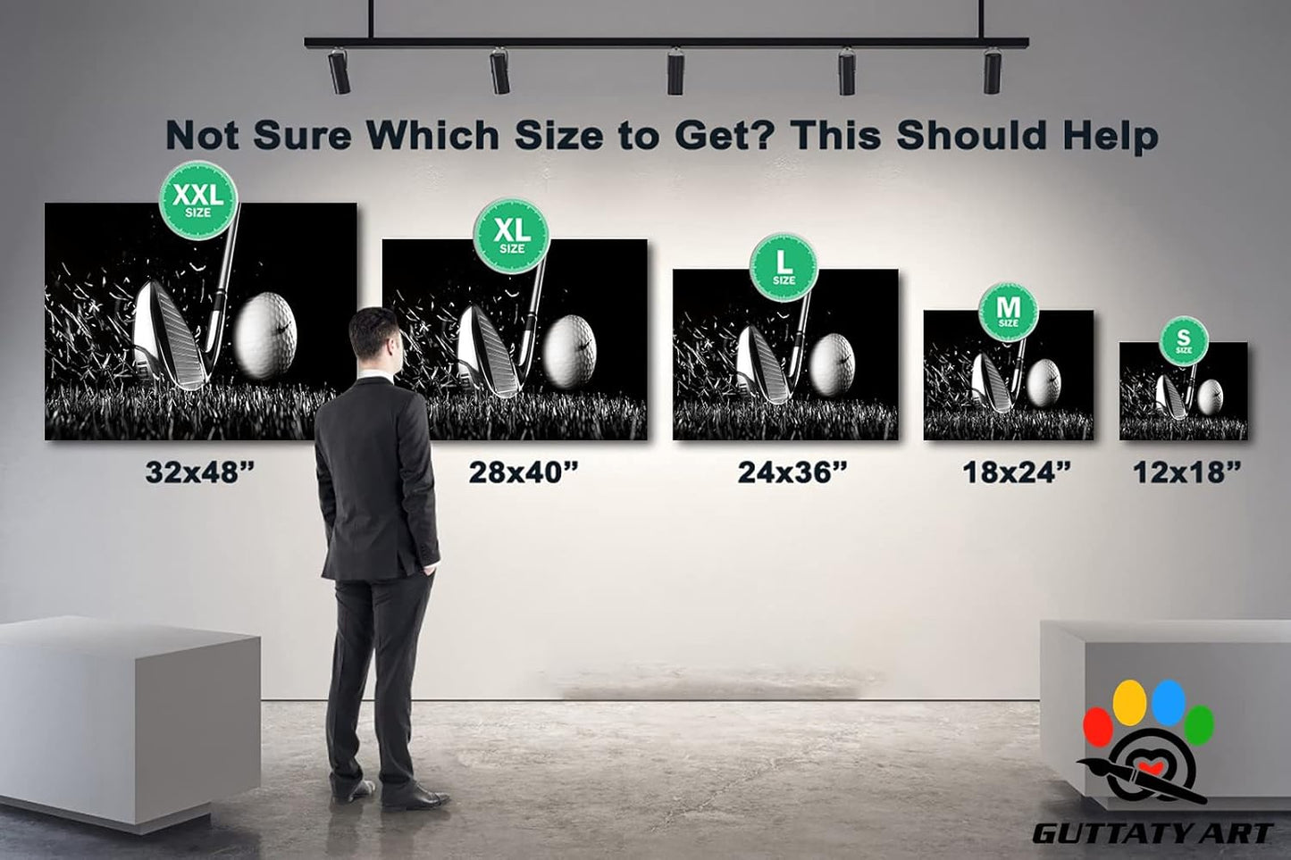 GUTTATY Golf Wall Art, Golf Pictures Posters Canvas Print Wall Decor for Golfer's Man Cave Home Ofice Ready to Hang (32x48 Inches)