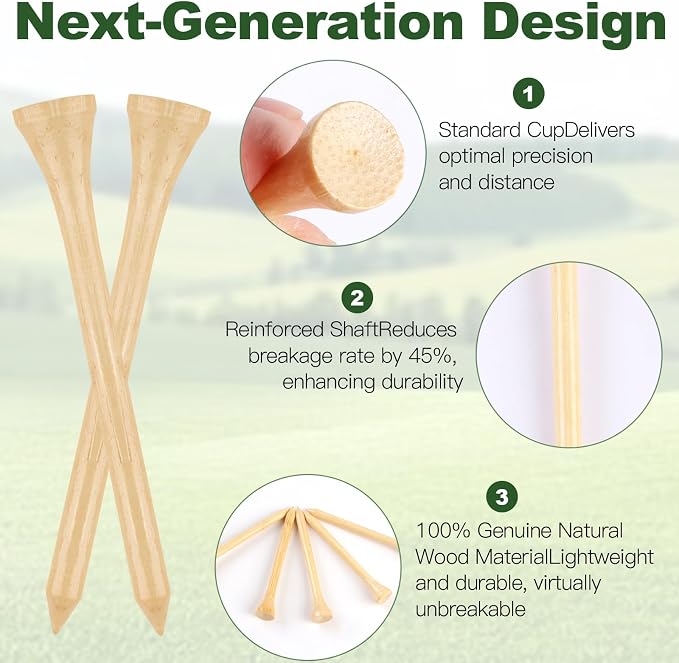 Guirnd 150PCS Professional Wooden Golf Tees 2 3/4 inch Biodegradable Bamboo - Image 5