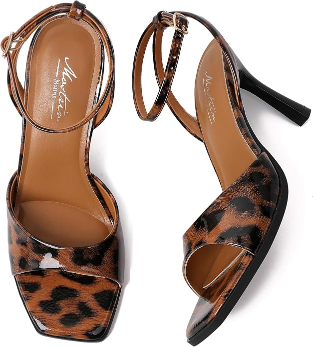 Mostrin Strappy Heels for Women Square Open Toe Lace Up Heeled Sandals Ankle - Image 3
