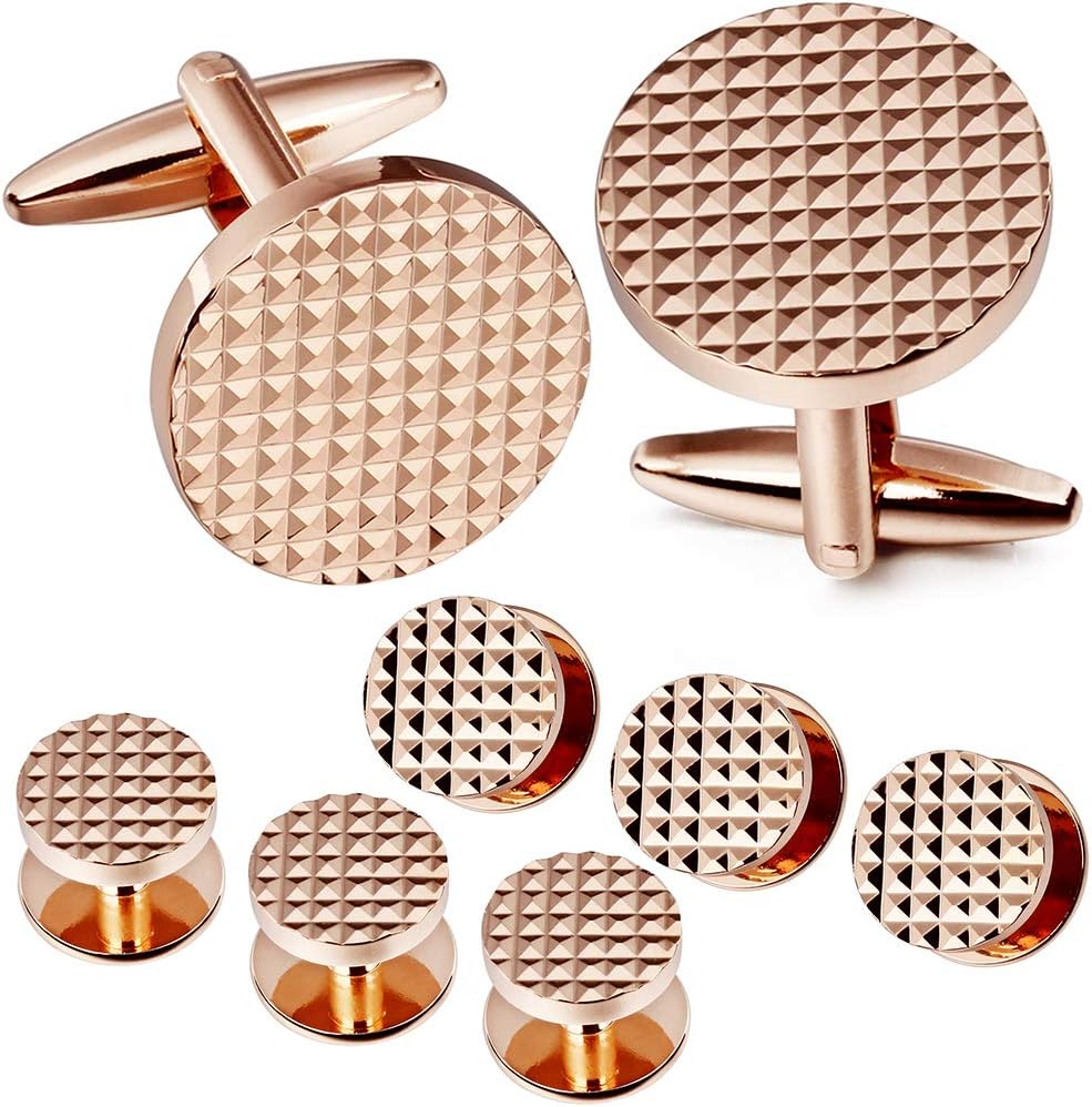 HAWSON Silver/Gold Cufflinks for Men with Tuxedo Shirt Studs,Men Accessories Jewelry with Gift Box,Gifts for Family,Best Friend on Wedding Business Birthday Anniversary