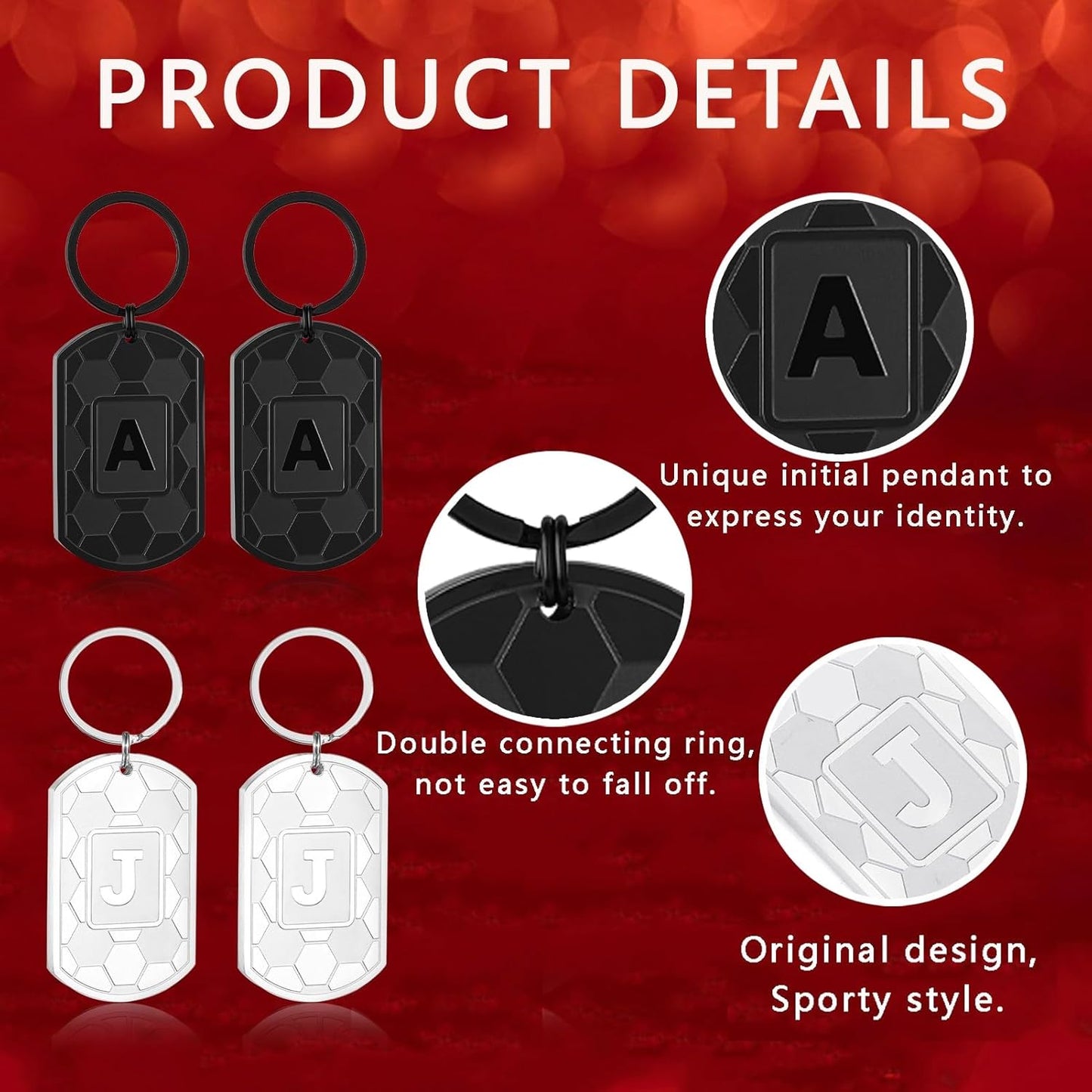 Initial Keychain Gifts for Men,Soccer Dog Tag Mens Keychains for Men Him Dad