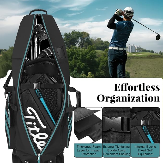 Golf Travel Bag with Wheels, Outdoors Heavy Duty 900D Polyester Waterproof - Image 5