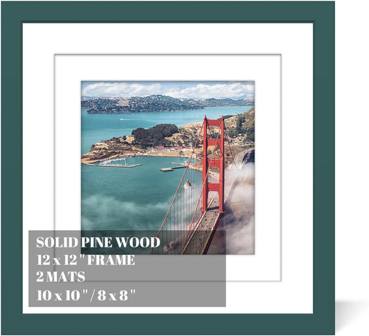 12x12 Wood Picture Frames for Wall Hanging or Tabletop,Diamond Painting Frame Baby Scan Picture Frames with 2 Mats Display 8x8 or 10x10 for Family Walls Decoration,Anniversary,Wedding,Christmas(Dark