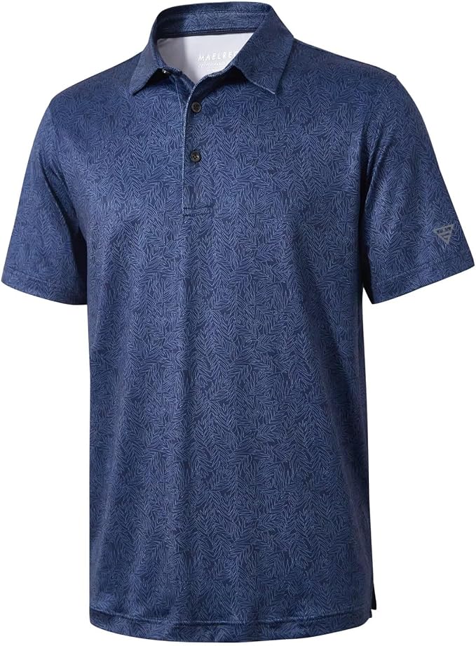 Golf Shirts for Men Dry Fit Short Sleeve Print Performance Moisture Wicking by MAELREG