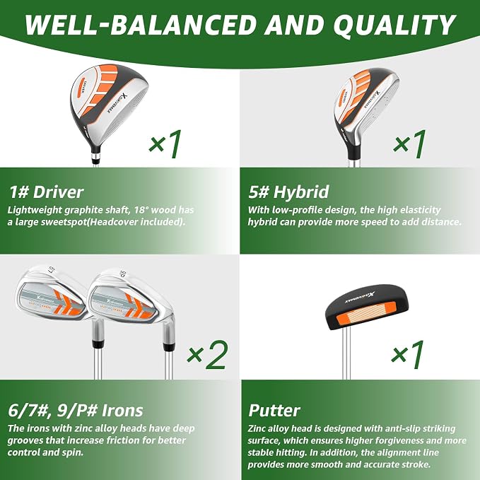 5/6 Pieces Kids Golf Club Set, Junior Golf Club Set Ages 4-12 Includes Stand Bag - Image 2