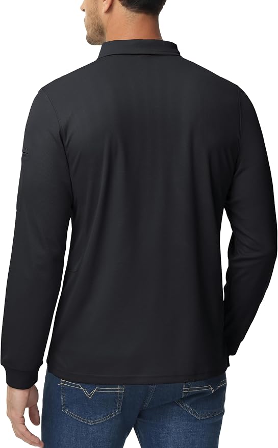 MAGCOMSEN Men's Polo Shirts 3 Button Quick Dry Performance Long Sleeve Tactical - Image 5