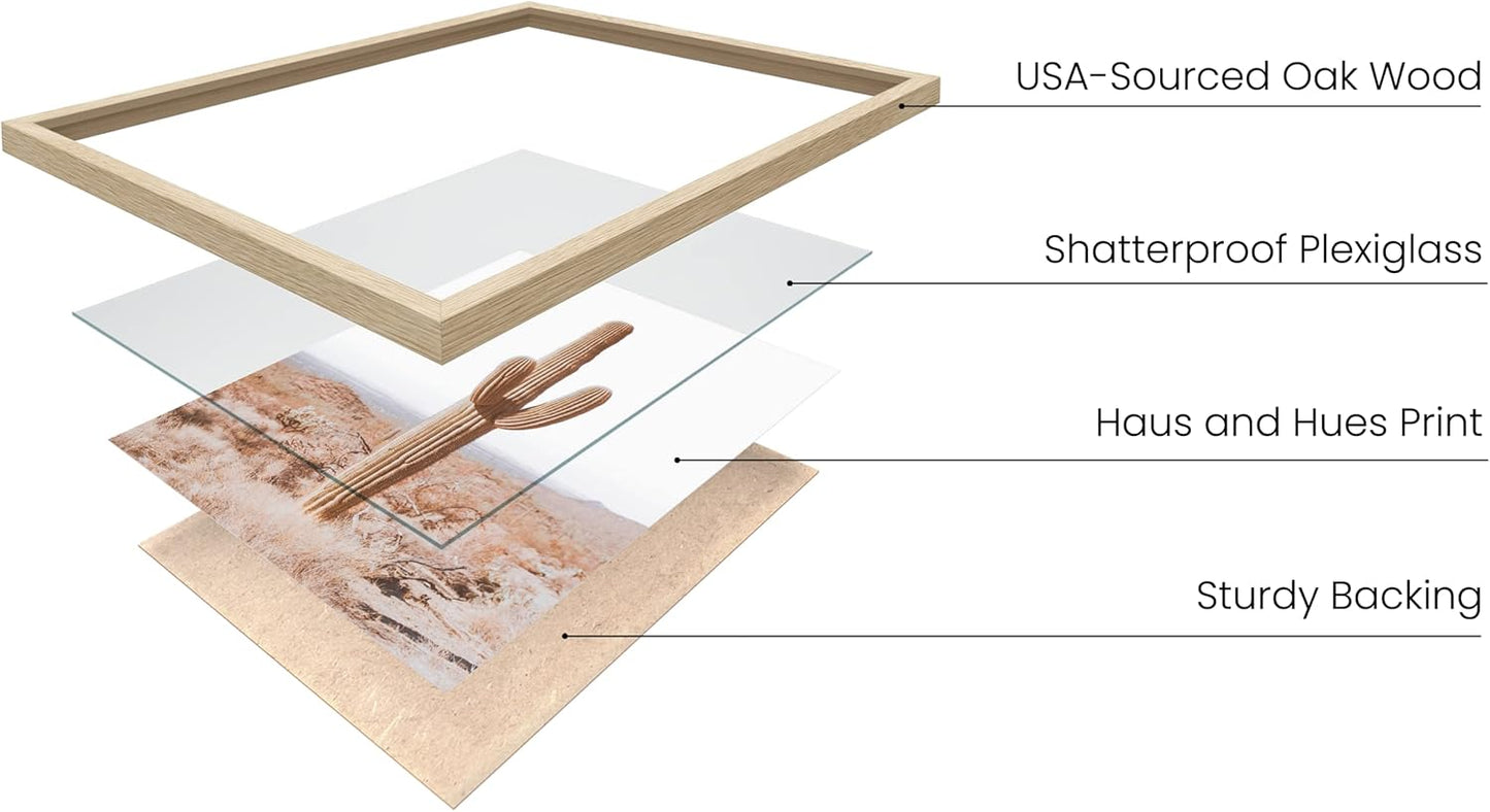 HAUS AND HUES Desert Succulent Wall Art - Set of 6 Botanical Prints, Cactus Art Wall Decor, Kitchen Prints (Beige Frame, 16x20)