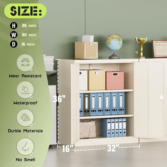 SUNCROWN Metal Storage Cabinets, 36”Locking Cabinet - Image 2