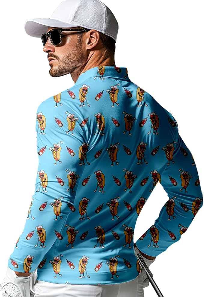 Men's Long Sleeve Golf Shirt Quick Dry 3 Button Work Fishing Outdoor Casual - Image 2