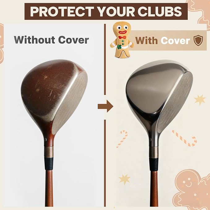 Golf Club Head Covers, Plush Gingerbread Man Golf Driver Covers Fairway Wood - Image 5