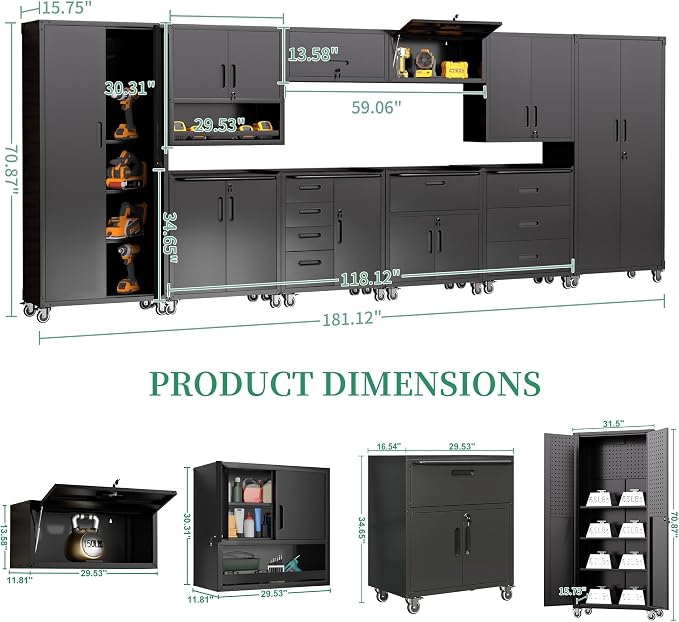 Metal Tool Cabinet, Garage Storage Cabinet System, Wall Cabinet & Locking - Image 3