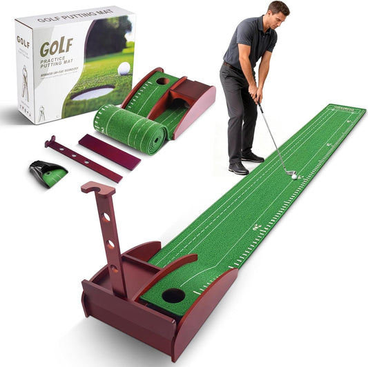 Golf Putting Green for Indoors - Putting Mat with Automatic Ball Return Machine, Mini Golf Pratice Training Equipment at Home or Office, Birthday for Golfs Lovers Golfer Man