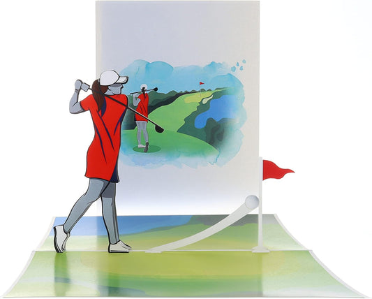 iGifts And Cards Women’s Golf Pop-Up Card – Celebrate Her Swing with Style – Birthday, Thank You, Retirement – For Female Golfers, Coaches, Moms, Girlfriends – 6" x 8"