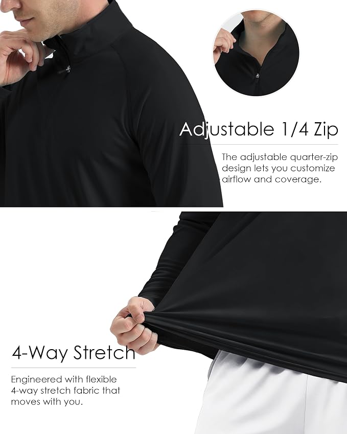 Boladeci Men's UPF 50+ Sun Shirts 1/4 Zip Long Sleeve SPF UV Protection - Image 6