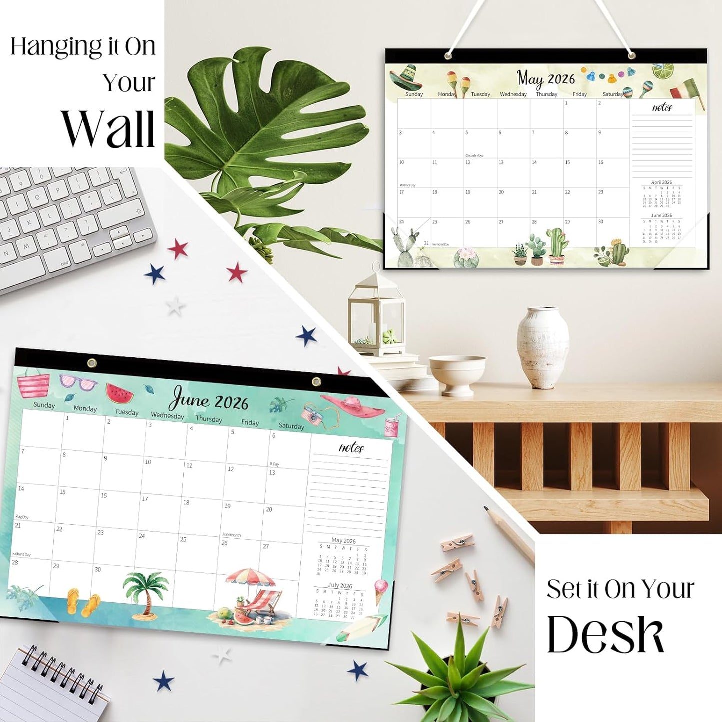GuassLee Monthly Desk Calendar 2026-2027 - 18 Months 17" x 11.5" Calendar from Jan. 2026 to Jun. 2027, Monthly Planner with Watercolor Design Corner Protectors for Office School Home Organizing