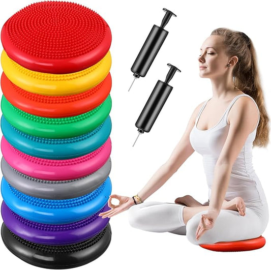 Leitee 10 Pcs Inflated Wobble Cushion Wiggle Seat Balance Disc by Leitee