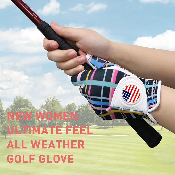 Golf Gloves Women with Ball Marker 2 Pack, Right Handed Golfer Left Hand - Image 3