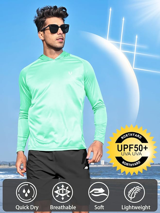 NORTHYARD Men's UPF 50+ Hoodie Shirts Long Sleeve Sun Protection Fishing Swim - Image 2